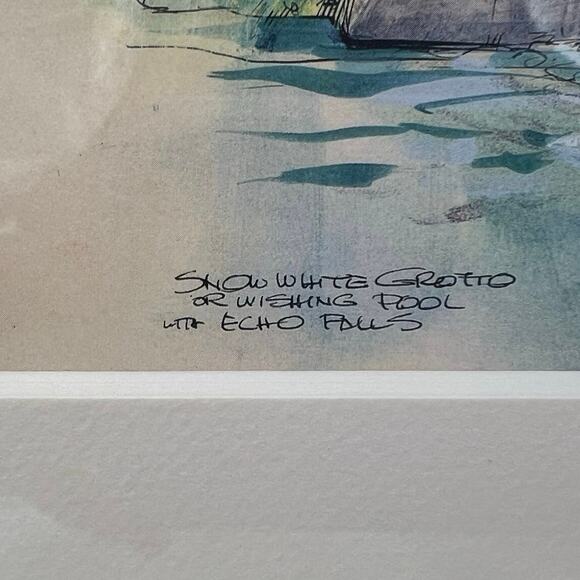 The Disney Gallery Snow White Grotto Watercolor by John Hench 1960 w/ COA Tokyo - Picture 6 of 14